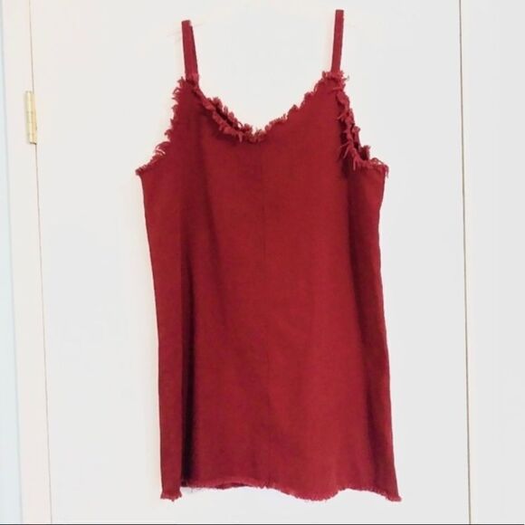 NWT Sadie & Sage Red Distressed Denim Dress - Picture 1 of 7